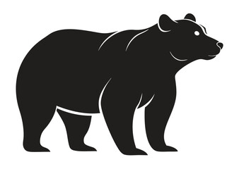 Fototapeta premium bear Silhouette on White Background 