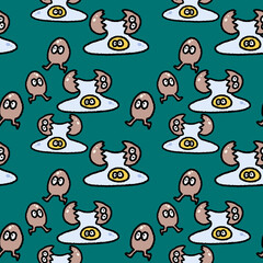 Obraz premium seamless pattern of egg cartoon character repeatable backdrop