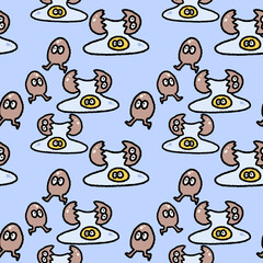 seamless pattern of egg cartoon character repeatable backdrop