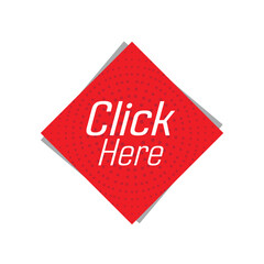 click here text warning and information sign