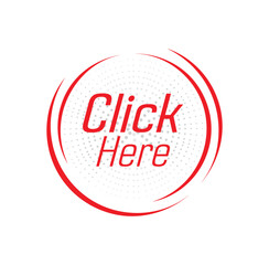 click here text warning and information sign