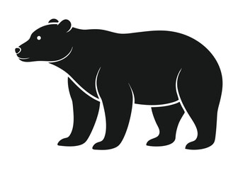 bear Silhouette on White Background	 