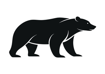 bear Silhouette on White Background	 