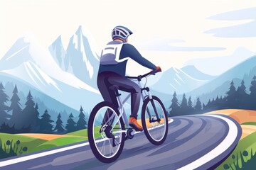 Fototapeta premium an exhilarating bike ride along a countryside road, capturing the thrill of cycling through a scenic and open rural landscape.