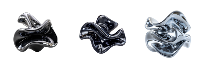 Collection of abstract liquid isolated on white background. Generated ai