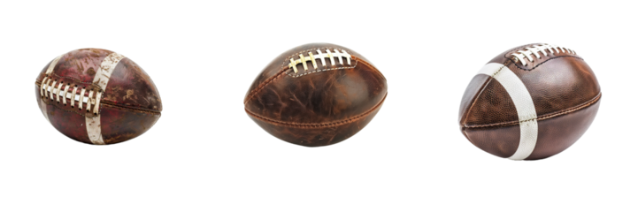 Collection of american football ball isolated on white background. Generated ai