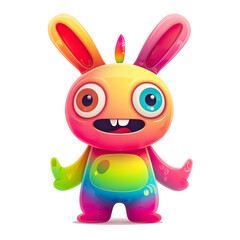Obraz premium A Colorful Cartoon Bunny Monster with Big Eyes and a Grin, generative ai image