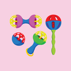 Baby Toddler Grappling Attention Toy Various Shapes Colorful Vector