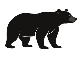 bear Silhouette on White Background	 