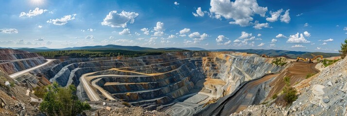 Open pit mine on a sunny day