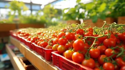 Cherry tomatoes at market  small round tomatoes linking wild currant and domesticated varieties