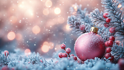 Obraz premium Christmas greeting background in pastel colors.