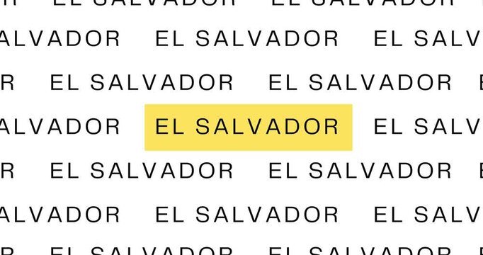 El Salvador Country text typing word, Marker Highlight Yellow Pen in Bold Words , white background, Design Animation text size increases, Digital Screen, 4K Resolution video