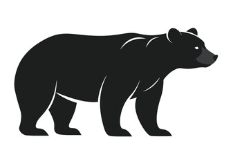 bear Silhouette on White Background	 
