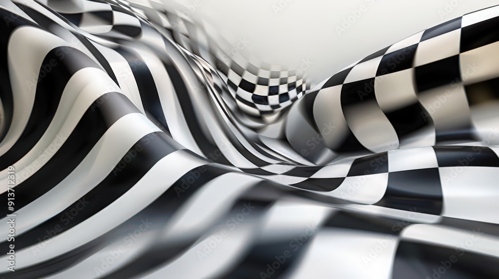 Poster create a sense of movement with dynamic geometric patterns that lead the eye across the design
