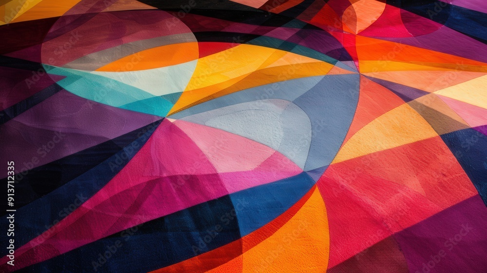 Poster create a sense of movement with dynamic geometric patterns that lead the eye across the design