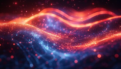 Abstract background with glowing digital cables and wires