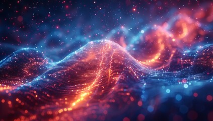 Abstract background with glowing digital cables and wires