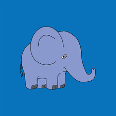 illustration of a child's hand drawing. Cute elephant