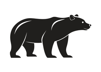 bear Silhouette on White Background	 