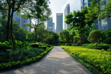 A low-impact inner-city natural environment showcasing green initiatives