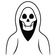 Halloween Horror Reaper Vector Line Art Icon Logo.