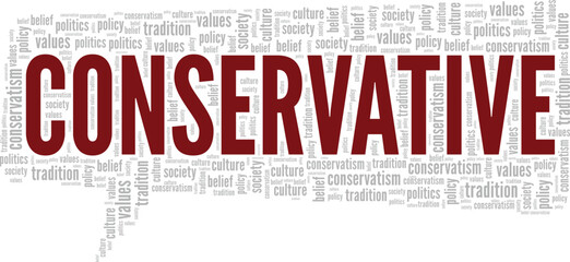 Conservative word cloud conceptual design isolated on white background.