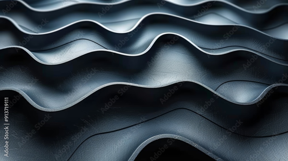 Poster intricate patterns of darkly textured waves forming a unique surface design