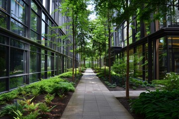 Enduring environmentally-safe non-toxic urban design emphasizing sustainable and non-toxic materials, creating a resilient and eco-friendly urban environment.