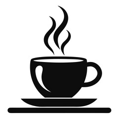 Coffee cup black and white silhouette vector on white transparent background