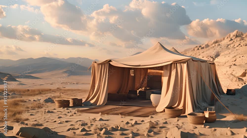 Wall mural tent in the desert