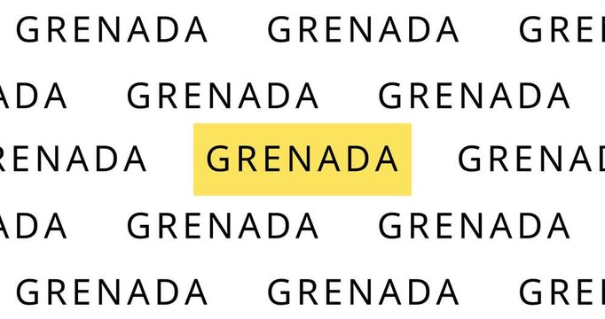Grenada Country text typing word, Marker Highlight Yellow Pen in Bold Words , white background, Design Animation text size increases, Digital Screen, 4K Resolution video