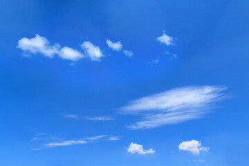 Fresh blue sky with soft and fluffy clouds, Background for business target or meteorology or inspiration