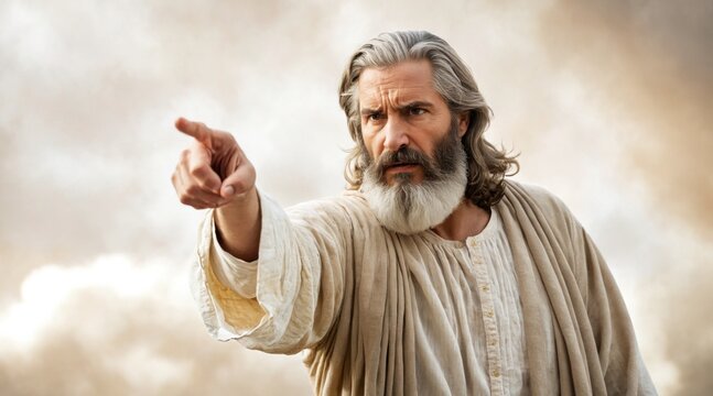 Man beard pointing sky biblical epic movie xqc Prophet Elijah th