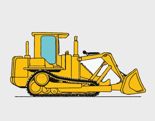 Single line drawing of bulldozer