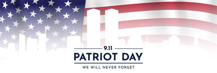 Patriots Day, September 11. Patriot Day background design with American flag. Vector illustration