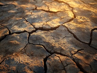 Desolate Landscape of Cracked Earth During Drought - Environmental Crisis Concept