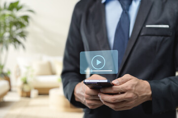 Watch videos, watch movies, live broadcasts, streaming business, live broadcasts, TV programs. Hologram Icon