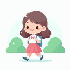 cartoon school child flat illustration