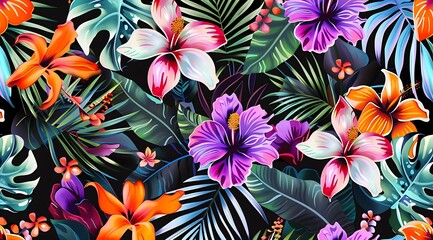 tropical floral pattern with exotic flowers