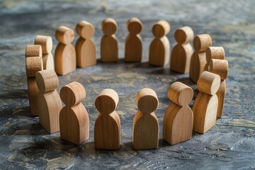 Breakout Session Concept. Wooden Figure Forms Circle with Text Representing Business Communication