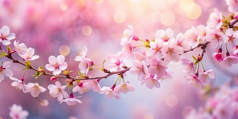 Obraz premium Serene Sakura season background with cherry blossoms and delicate color filter, cherry blossoms, Sakura, serene, background