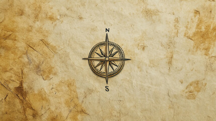 Naklejka premium Compass icon indicates direction on a paper background.
