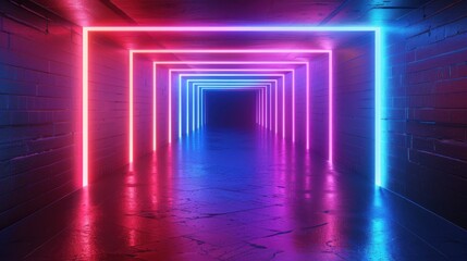 neon frame on black, abstract background