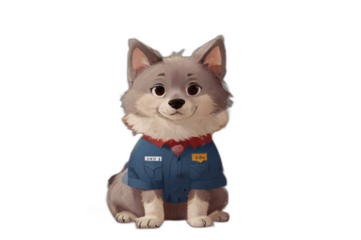 Dog wearing supermarket uniform