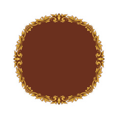 Gold frame with a floral design. Retro ornamental frame, vintage rectangle ornaments border