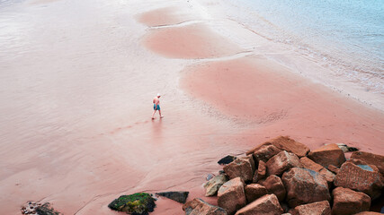 person walking on the beach