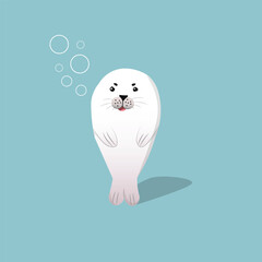 Cute Seal Illustration with blue background