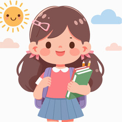 cartoon school child flat illustration