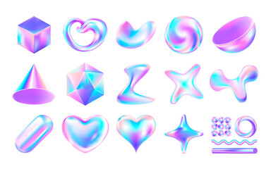 Set of Realistic holographic style icons